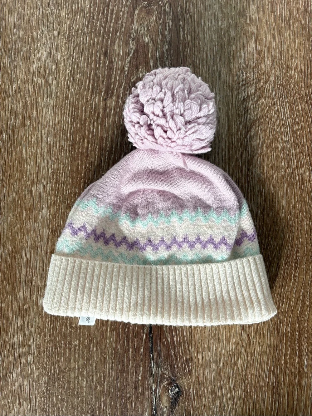 Janie and Jack  Pom-Pom Knit Beanie in Lavender & Cream Sz: 2-3 years old/Winter